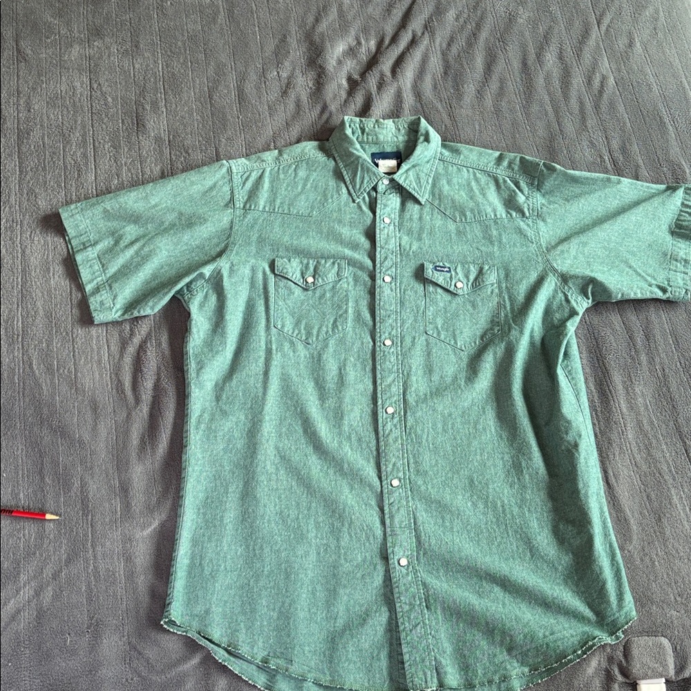 Wrangler teal Button-Up Shirt
